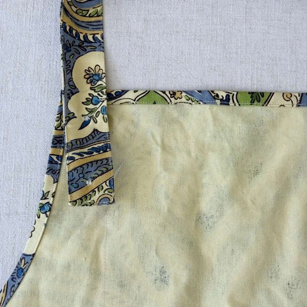 April Cornell Apron Womens One Size Blue Green Paisley Floral Cotton Kitchen
